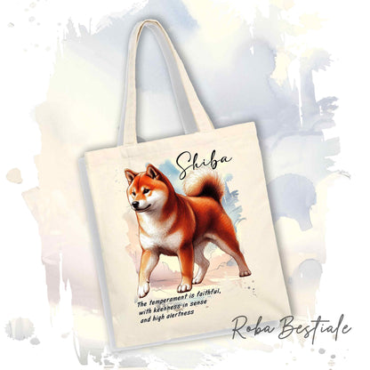 Shopper BEHAVIOR - SHIBA INU Rosso - Standard FCI - Diversi colori disponibili, 100% Cotone