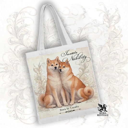 Tote Bag NOBILITY - SHIBA INU Rosso - 100% Cotone - Bianca o Beige