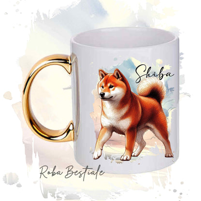 Tazza BEHAVIOR - SHIBA INU Rosso - Standard FCI - In Ceramica, con manico dorato - 330 ml