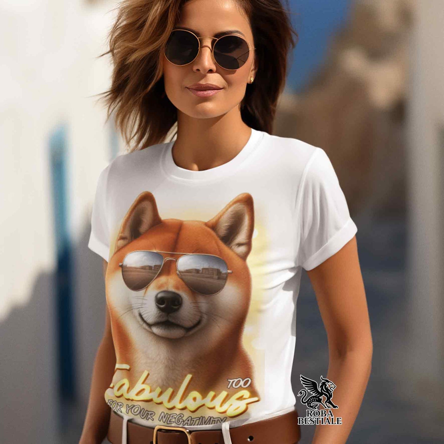 TOO FABULOUS T-Shirt - Red SHIBA INU - White or Beige, for Men or Women - from XS to 5XL