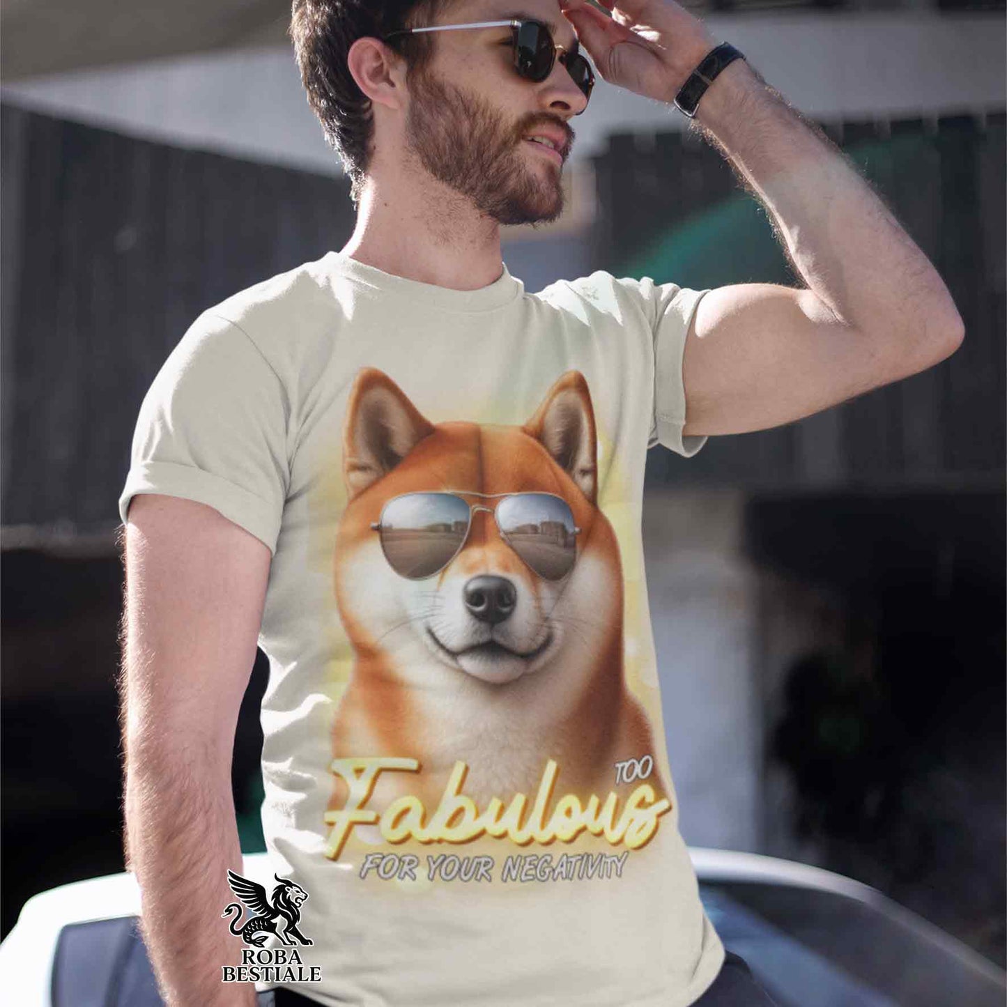 TOO FABULOUS T-Shirt - Red SHIBA INU - White or Beige, for Men or Women - from XS to 5XL