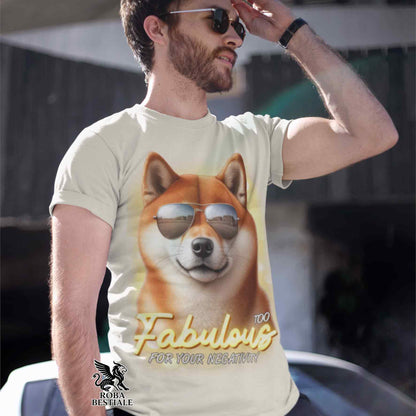 TOO FABULOUS T-Shirt - Red SHIBA INU - White or Beige, for Men or Women - from XS to 5XL