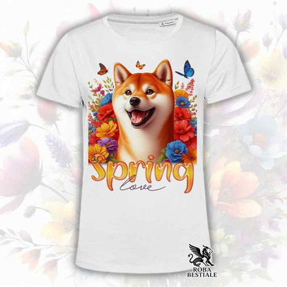 T-Shirt SPRING LOVE - SHIBA INU Rosso - Bianca o Beige, da Uomo o da Donna - dalla XS alla 5XL
