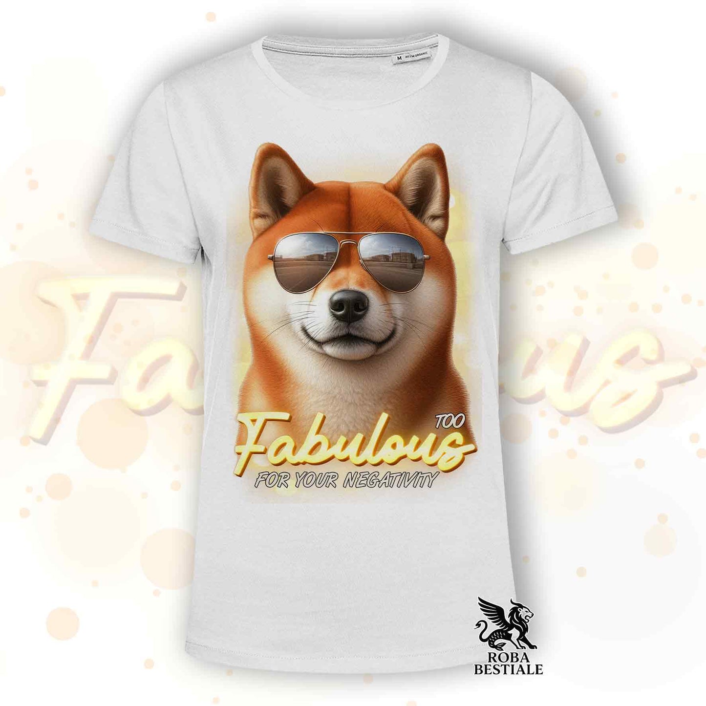 TOO FABULOUS T-Shirt - Red SHIBA INU - White or Beige, for Men or Women - from XS to 5XL