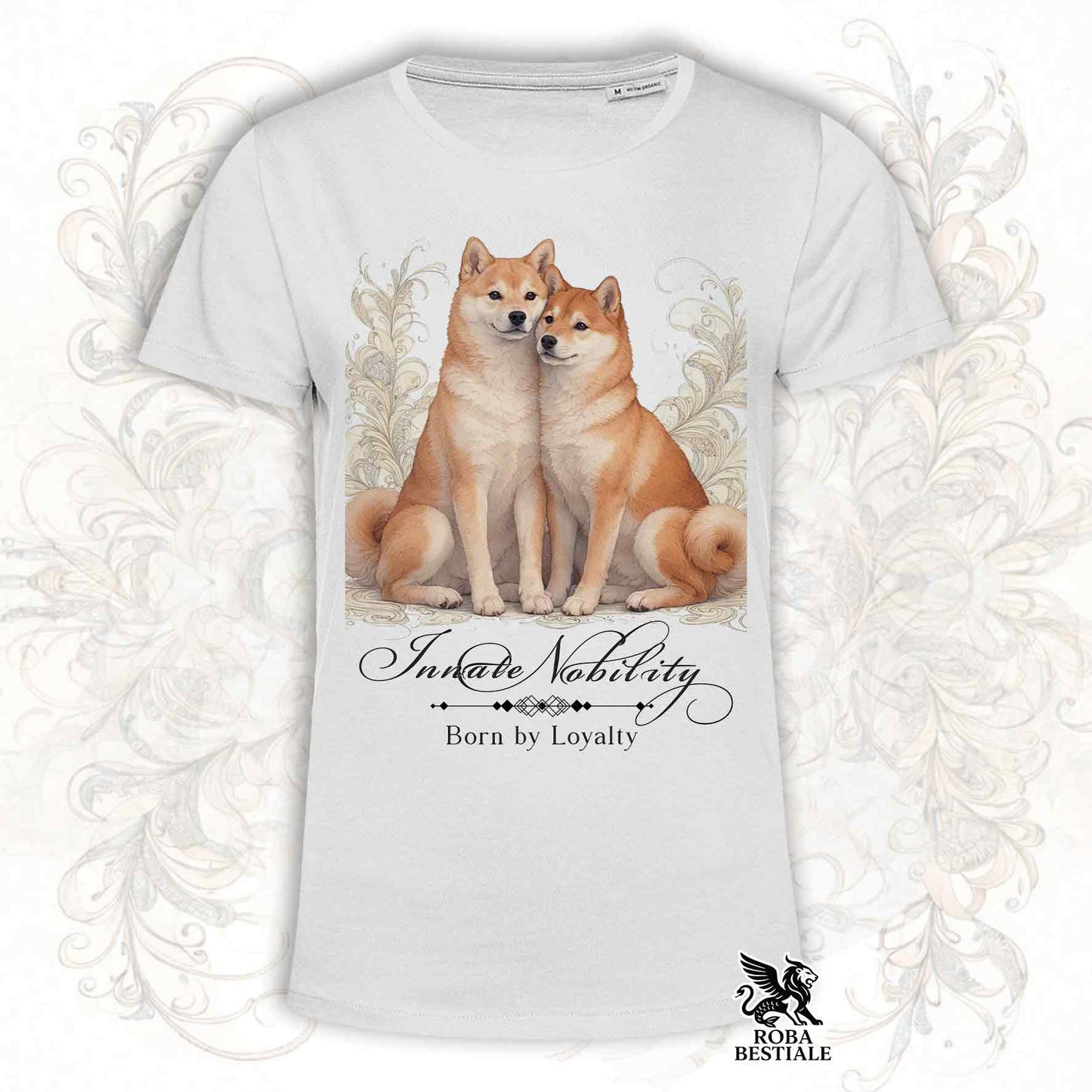 T-Shirt NOBILITY - SHIBA INU Rosso - Bianca o Beige, da Uomo o da Donna - dalla XS alla 5XL