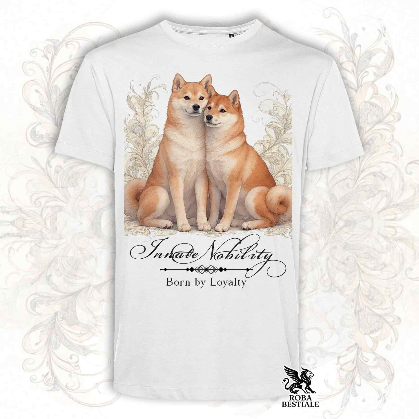 T-Shirt NOBILITY - SHIBA INU Rosso - Bianca o Beige, da Uomo o da Donna - dalla XS alla 5XL