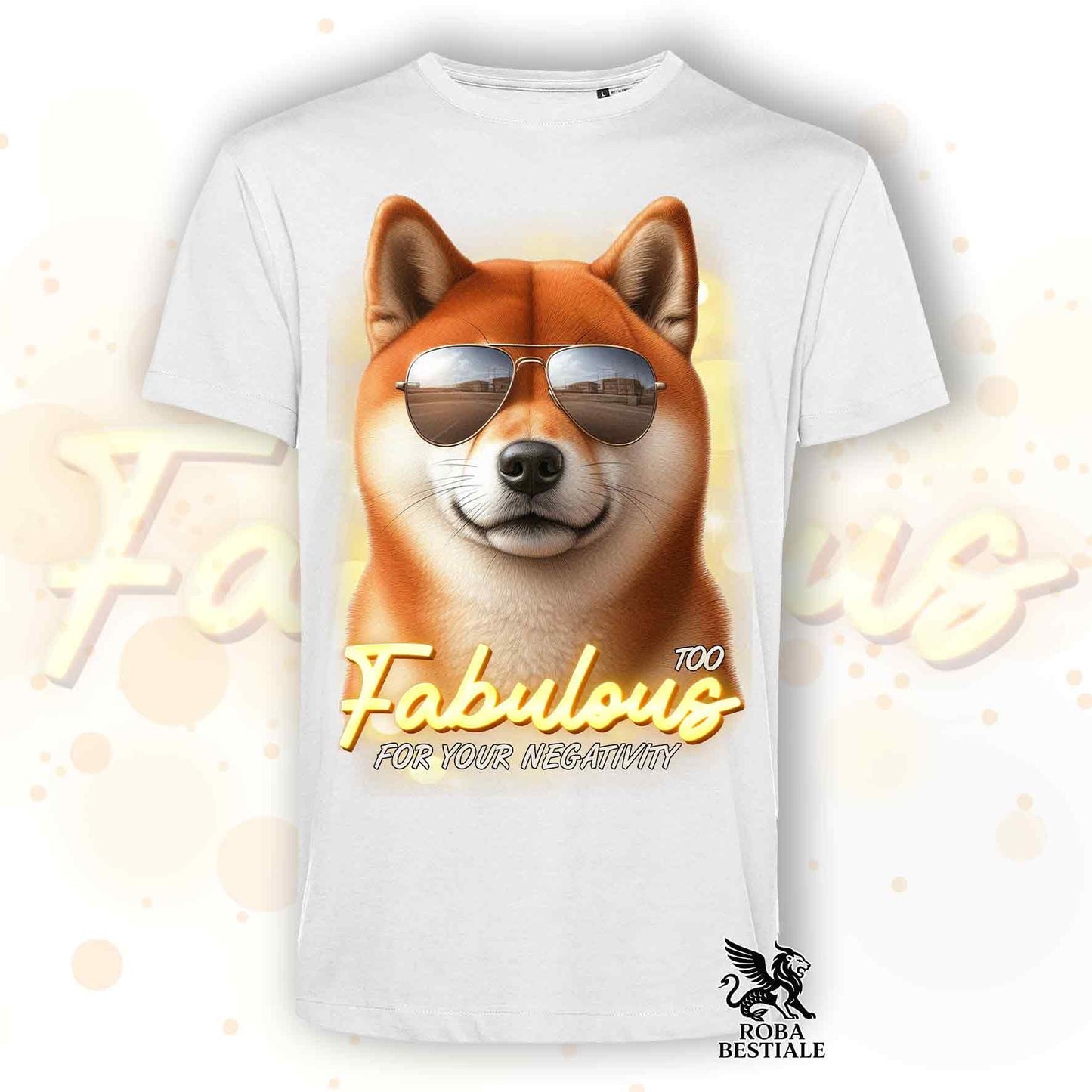 TOO FABULOUS T-Shirt - Red SHIBA INU - White or Beige, for Men or Women - from XS to 5XL