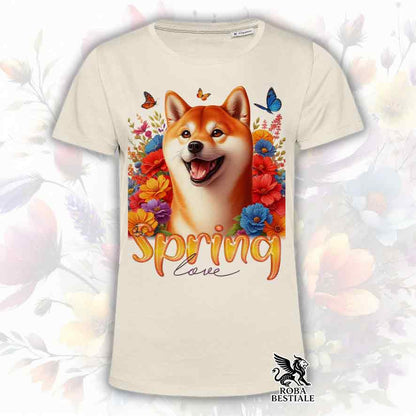 T-Shirt SPRING LOVE - SHIBA INU Rosso - Bianca o Beige, da Uomo o da Donna - dalla XS alla 5XL