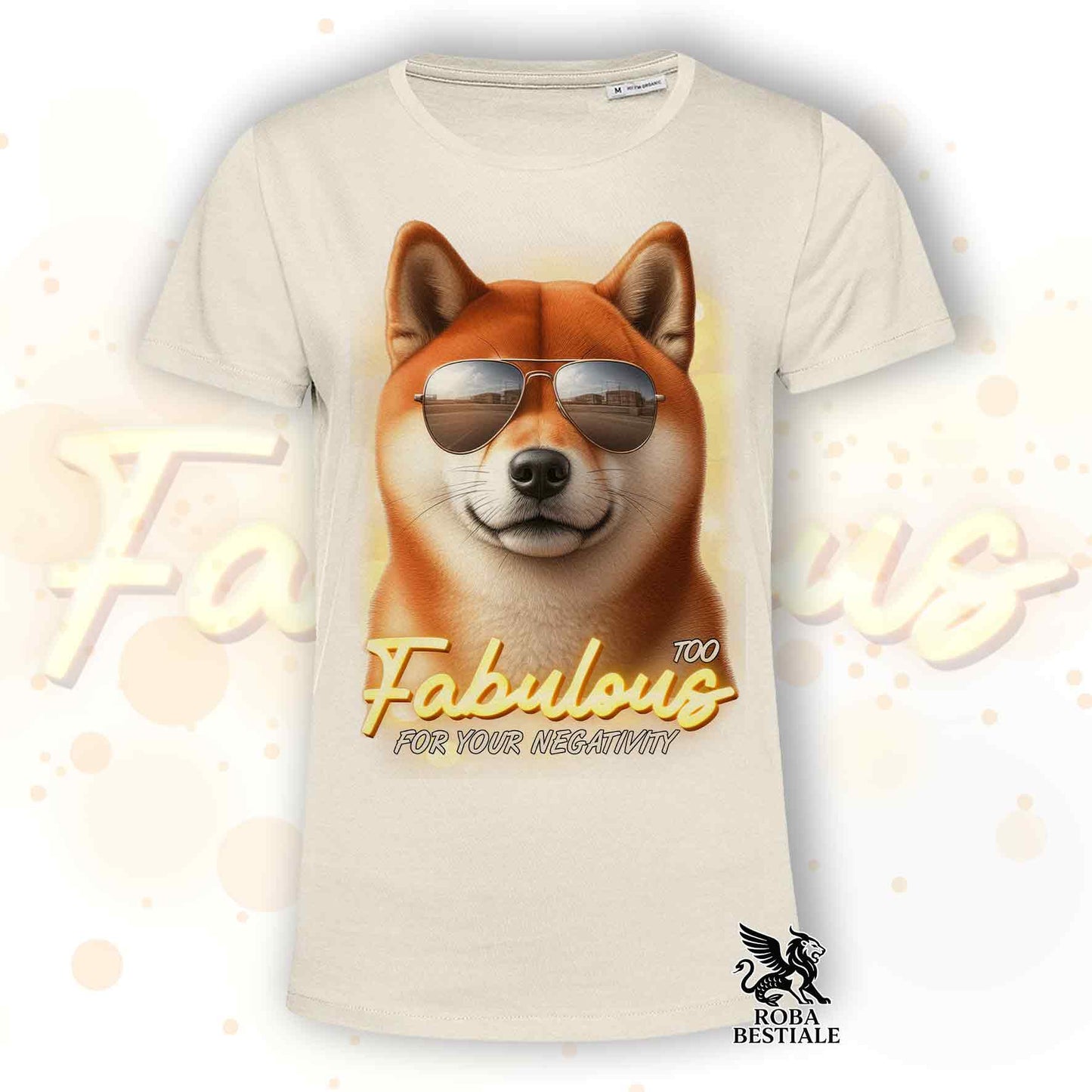 TOO FABULOUS T-Shirt - Red SHIBA INU - White or Beige, for Men or Women - from XS to 5XL