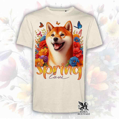 T-Shirt SPRING LOVE - SHIBA INU Rosso - Bianca o Beige, da Uomo o da Donna - dalla XS alla 5XL