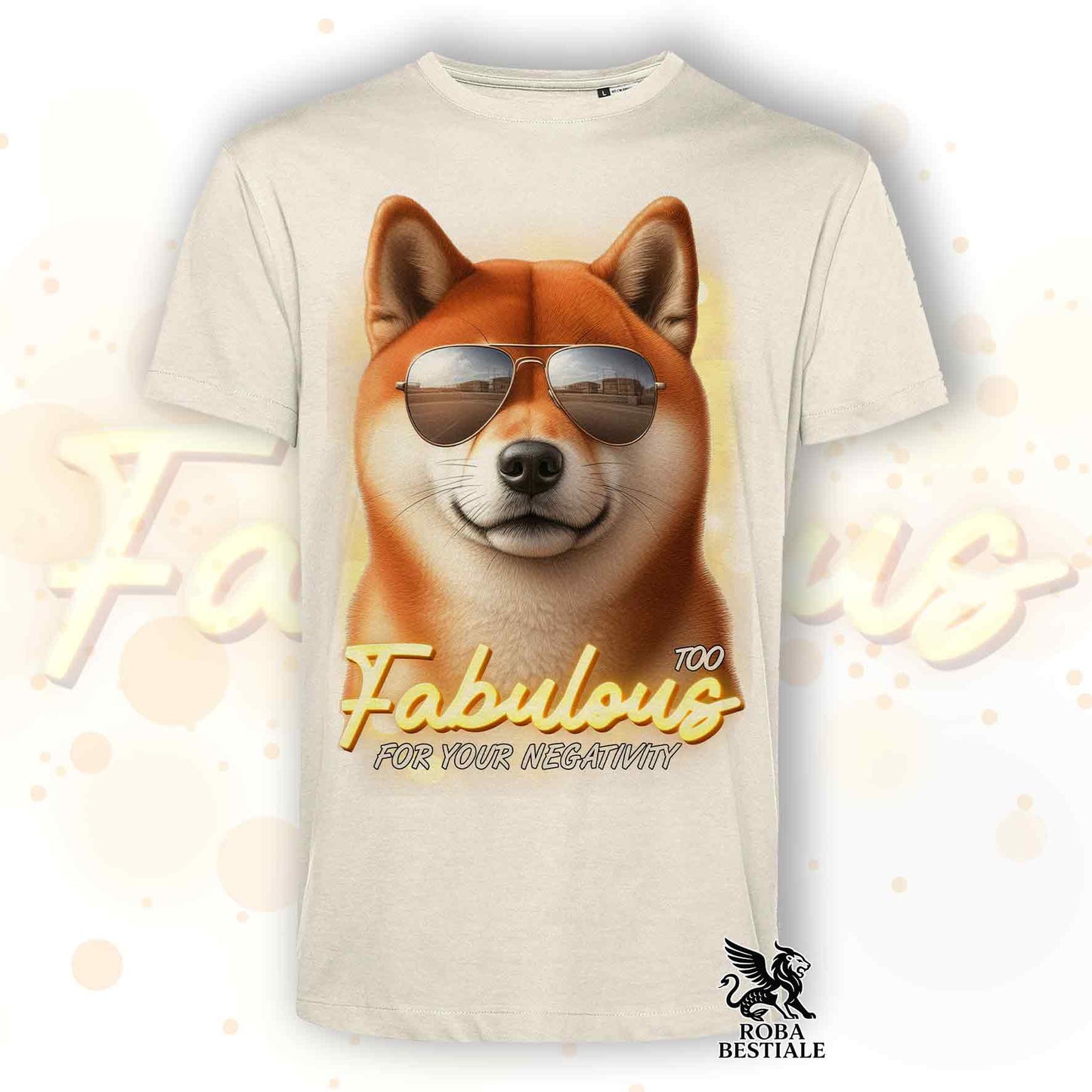 TOO FABULOUS T-Shirt - Red SHIBA INU - White or Beige, for Men or Women - from XS to 5XL