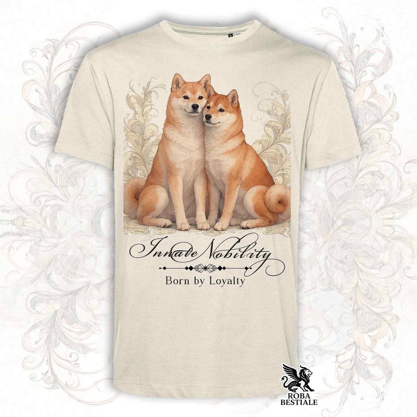 T-Shirt NOBILITY - SHIBA INU Rosso - Bianca o Beige, da Uomo o da Donna - dalla XS alla 5XL