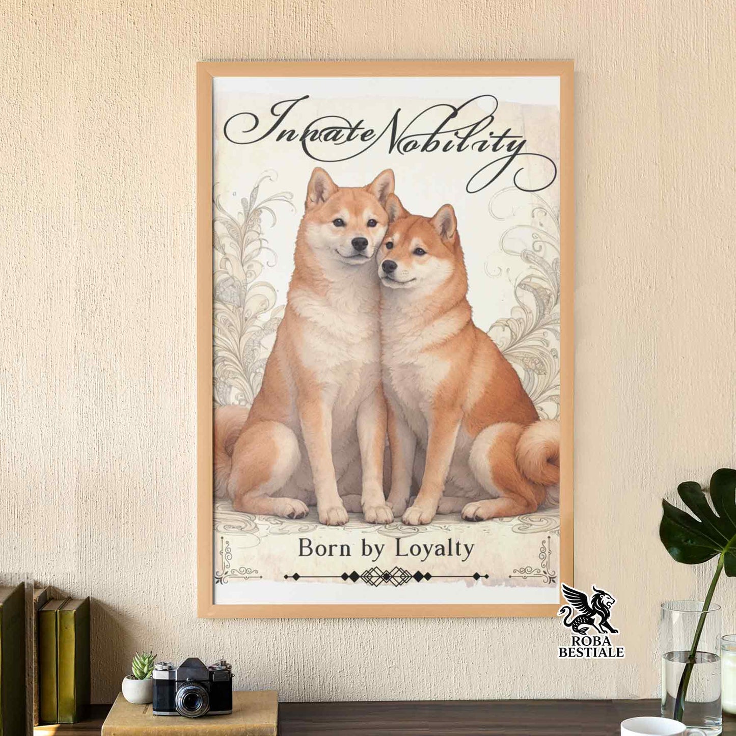 Quadretto NOBILITY - SHIBA INU Rosso - Con cornice in legno, formato A4