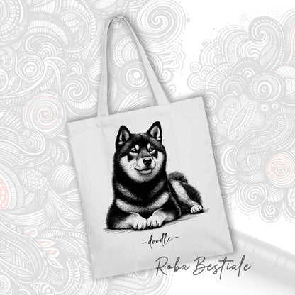 DOODLE Elegance Shopper - SHIBA INU Black Tricolor - Various colors available, 100% Cotton