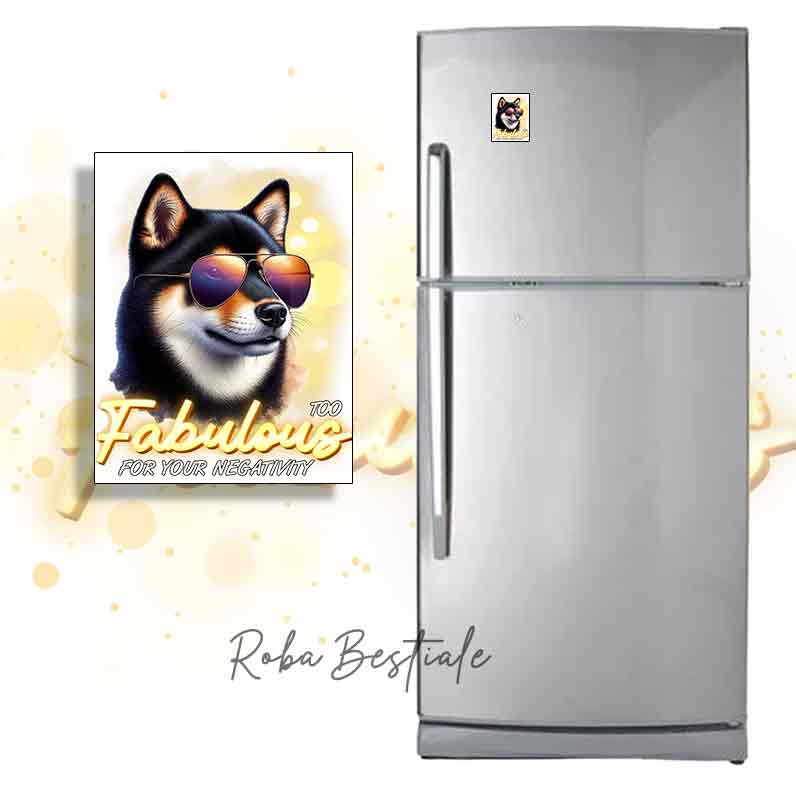 TOO FABULOUS Magnet - SHIBA INU Black &amp; Tan
