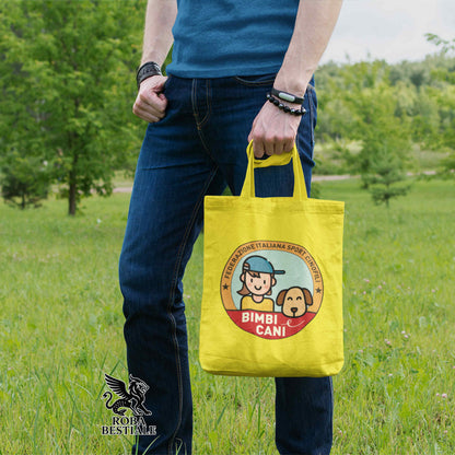 Tote Bag BIMBI e CANI - Gialla, 100% Cotone
