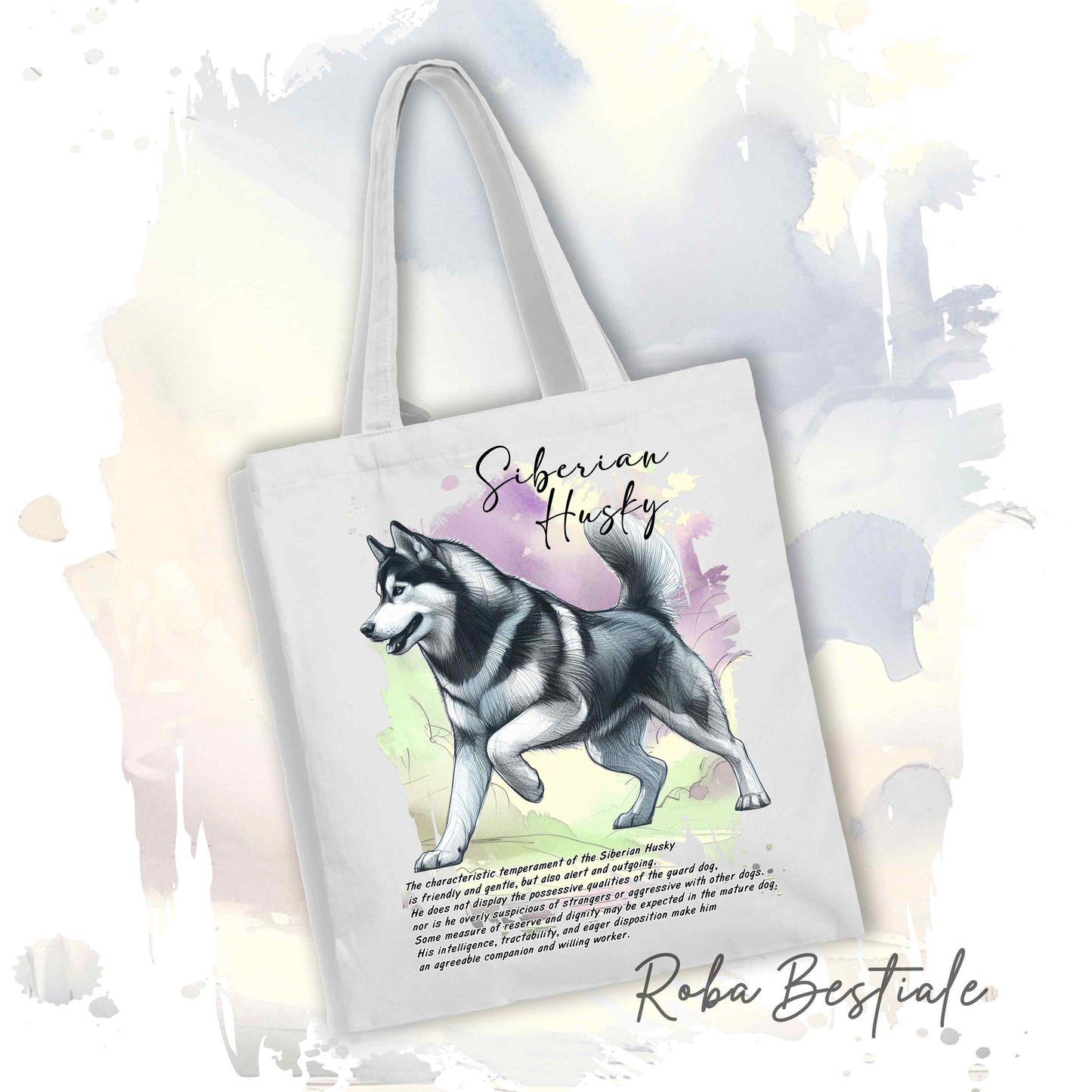 Shopper BEHAVIOR - SIBERIAN HUSKY Grigio - Standard FCI - Diversi colori disponibili, 100% Cotone