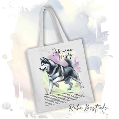 Shopper BEHAVIOR - SIBERIAN HUSKY Grigio - Standard FCI - Diversi colori disponibili, 100% Cotone