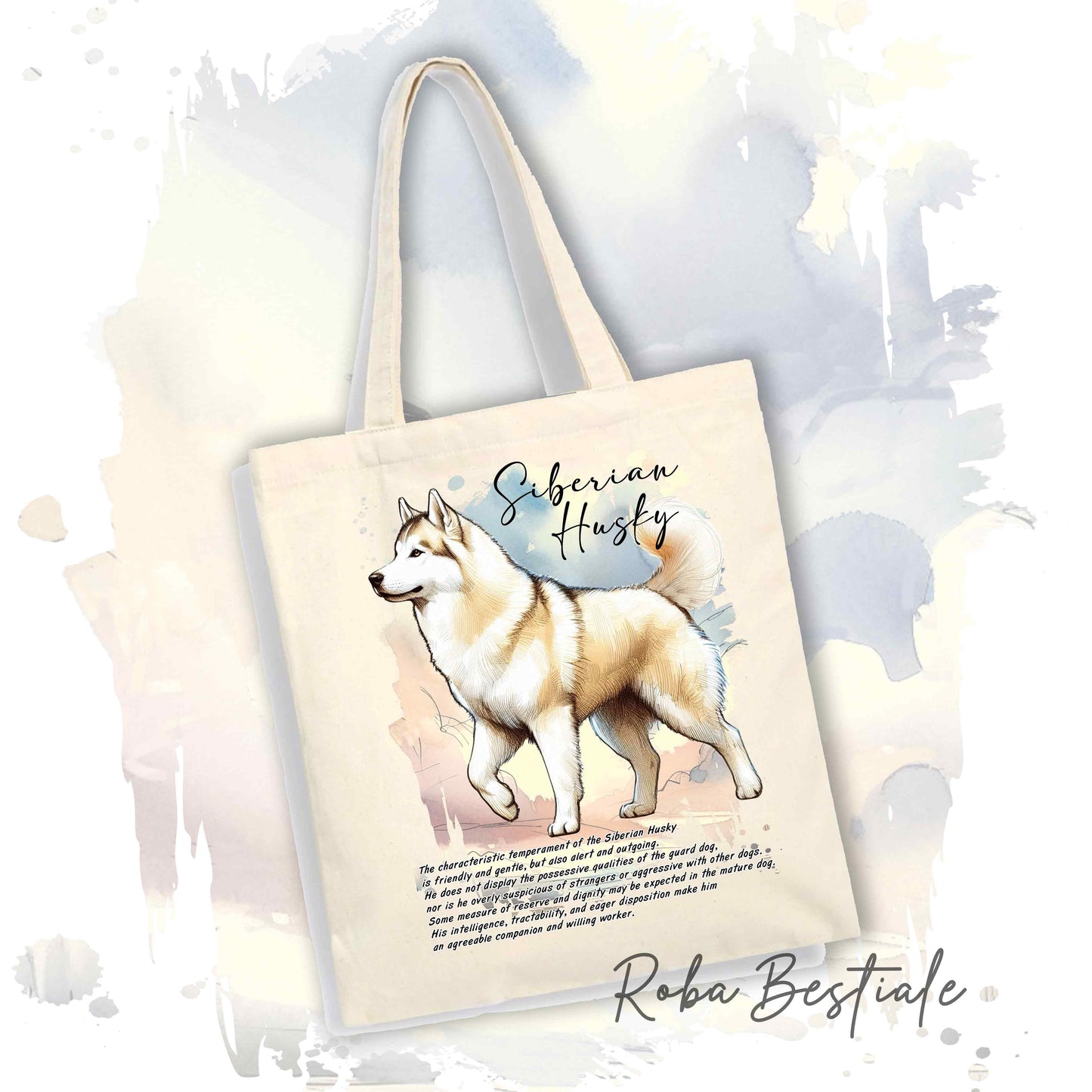 Shopper BEHAVIOR - SIBERIAN HUSKY Zibellino - Standard FCI - Diversi colori disponibili, 100% Cotone