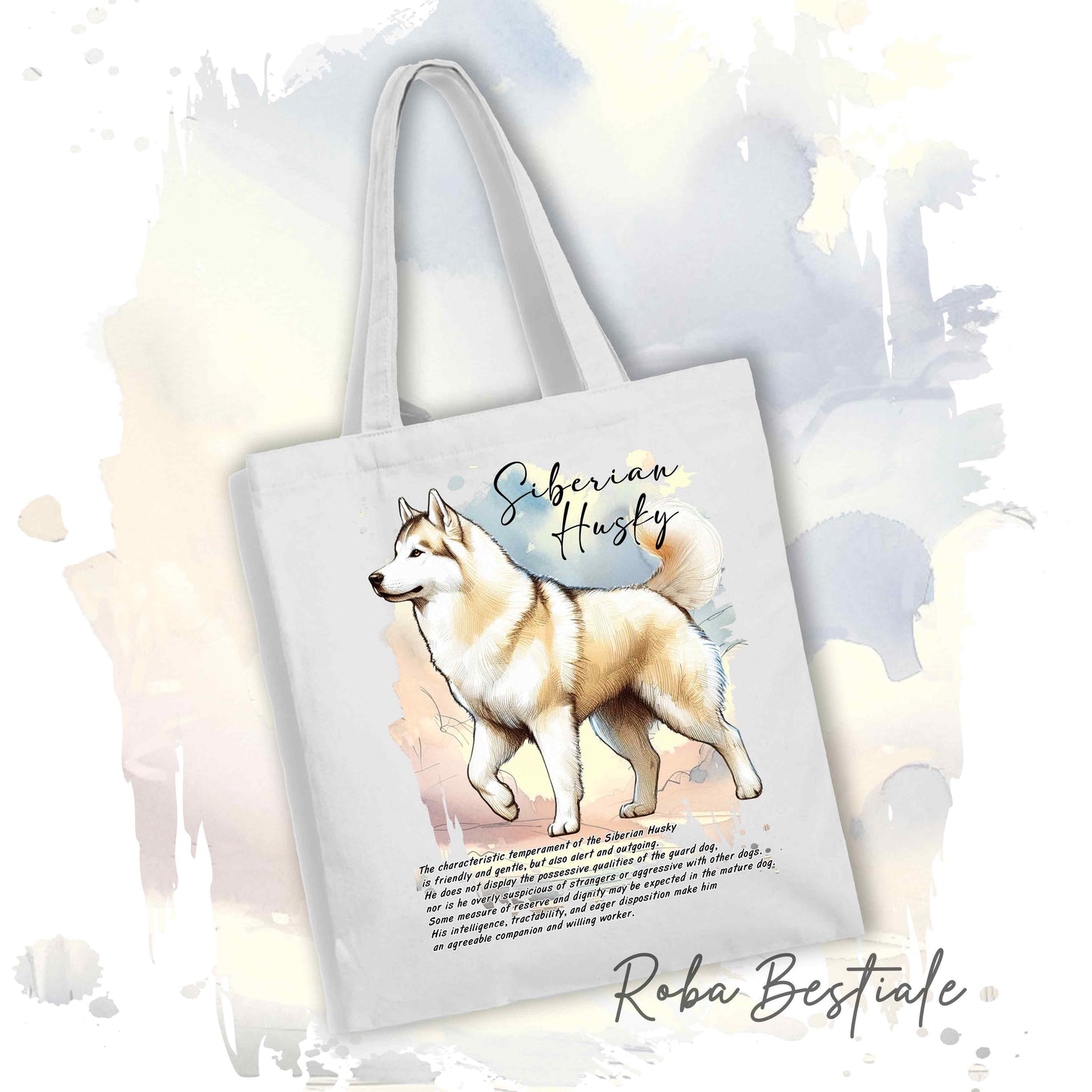 Shopper BEHAVIOR - SIBERIAN HUSKY Zibellino - Standard FCI - Diversi colori disponibili, 100% Cotone