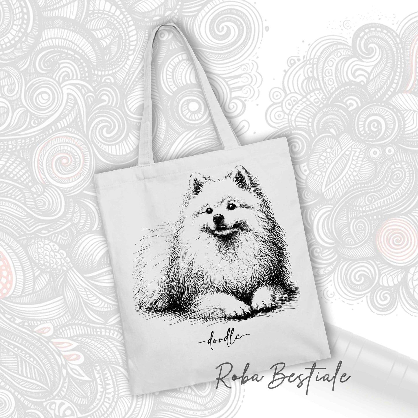 Shopper DOODLE Elegance - SPITZ GIAPPONESE - Diversi colori disponibili, 100% Cotone