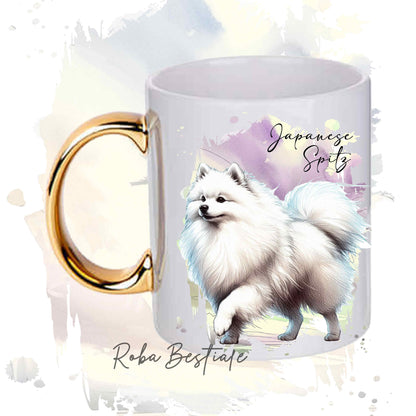 Tazza BEHAVIOR - SPITZ GIAPPONESE - Standard FCI - In Ceramica, con manico dorato - 330 ml