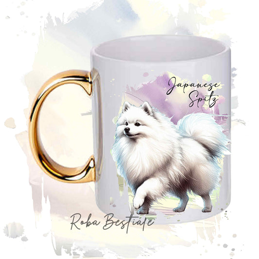 Tazza BEHAVIOR - SPITZ GIAPPONESE - Standard FCI - In Ceramica, con manico dorato - 330 ml