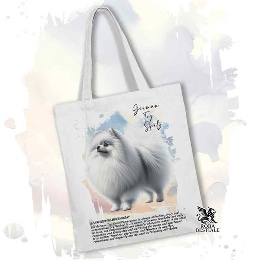 Tote Bag SPITZ TEDESCO NANO "Pomerania" Bianco - Collezione BEHAVIOR