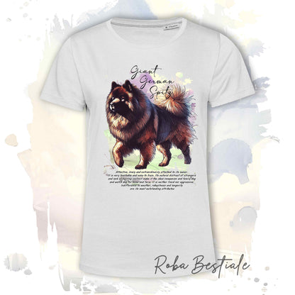 T-Shirt BEHAVIOR - SPITZ TEDESCO GRANDE Marrone - Standard FCI - 100% Cotone, Bianca, Uomo o Donna - dalla XS alla 5XL