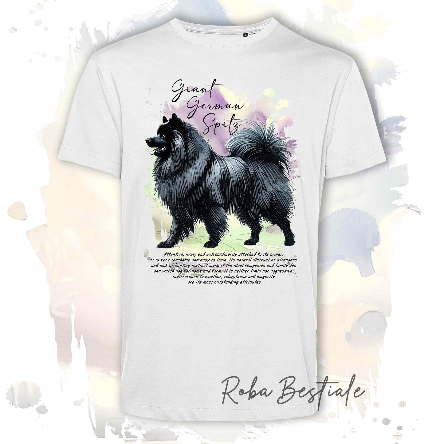 T-Shirt BEHAVIOR - SPITZ TEDESCO GRANDE Nero - Standard FCI - 100% Cotone, Bianca, Uomo o Donna - dalla XS alla 5XL