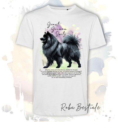 T-Shirt BEHAVIOR - SPITZ TEDESCO GRANDE Nero - Standard FCI - 100% Cotone, Bianca, Uomo o Donna - dalla XS alla 5XL