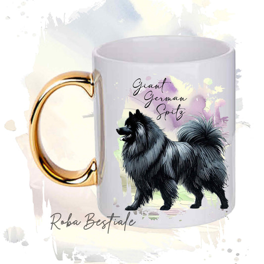 Tazza BEHAVIOR - SPITZ TEDESCO GRANDE Nero - Standard FCI - In Ceramica, con manico dorato - 330 ml