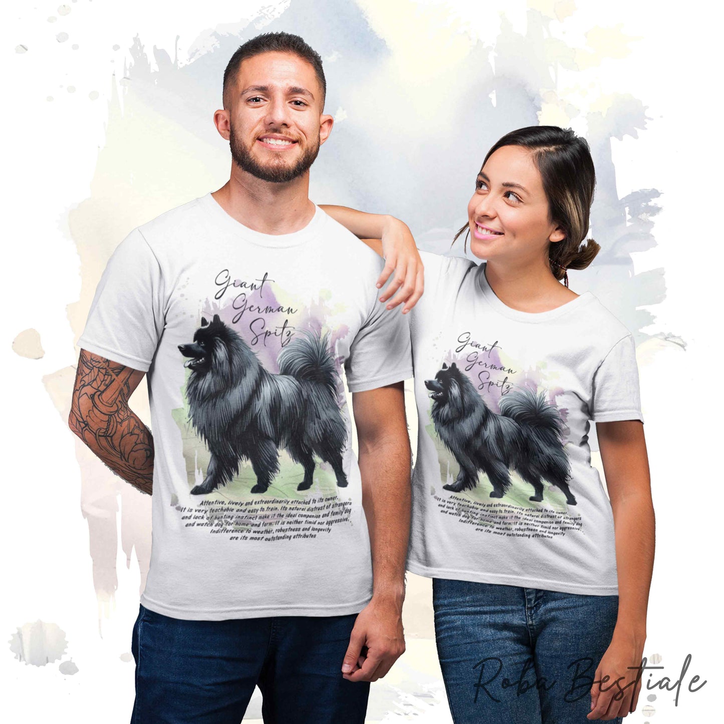 T-Shirt BEHAVIOR - SPITZ TEDESCO GRANDE Nero - Standard FCI - 100% Cotone, Bianca, Uomo o Donna - dalla XS alla 5XL