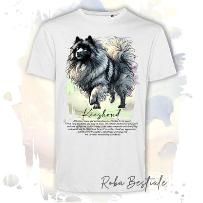 T-Shirt BEHAVIOR - SPITZ TEDESCO KEESHOND - Standard FCI - 100% Cotone, Bianca, Uomo o Donna - dalla XS alla 5XL