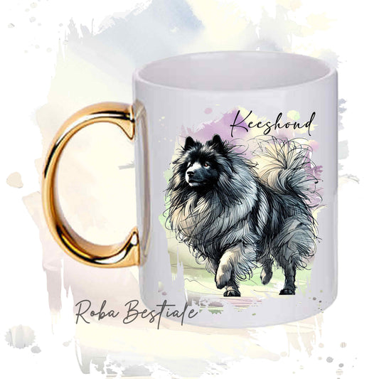 Tazza BEHAVIOR - SPITZ TEDESCO KEESHOND - Standard FCI - In Ceramica, con manico dorato - 330 ml