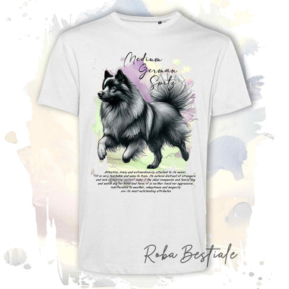 T-Shirt BEHAVIOR - SPITZ TEDESCO MEDIO Grigio Sfumato - Standard FCI - 100% Cotone, Bianca, Uomo o Donna - dalla XS alla 5XL