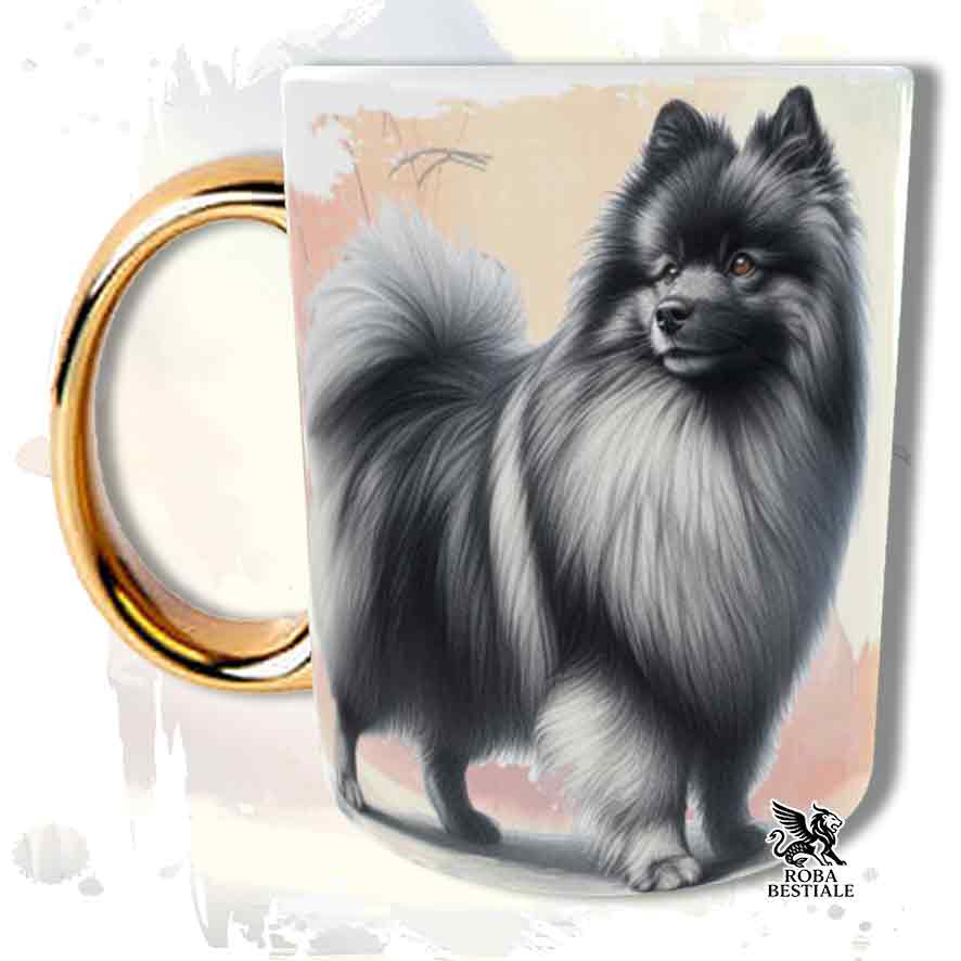 Tazza BEHAVIOR - SPITZ TEDESCO MEDIO Grigio Sfumato - In Ceramica, con manico dorato - 330 ml