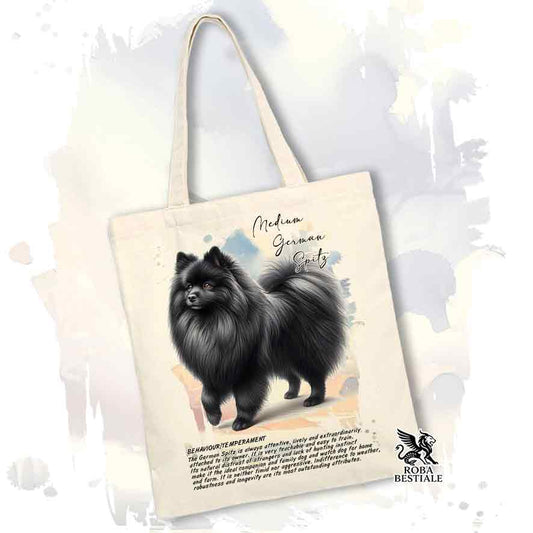 Tote Bag BEHAVIOR - SPITZ TEDESCO MEDIO Nero - 100% Cotone - Bianca o Beige