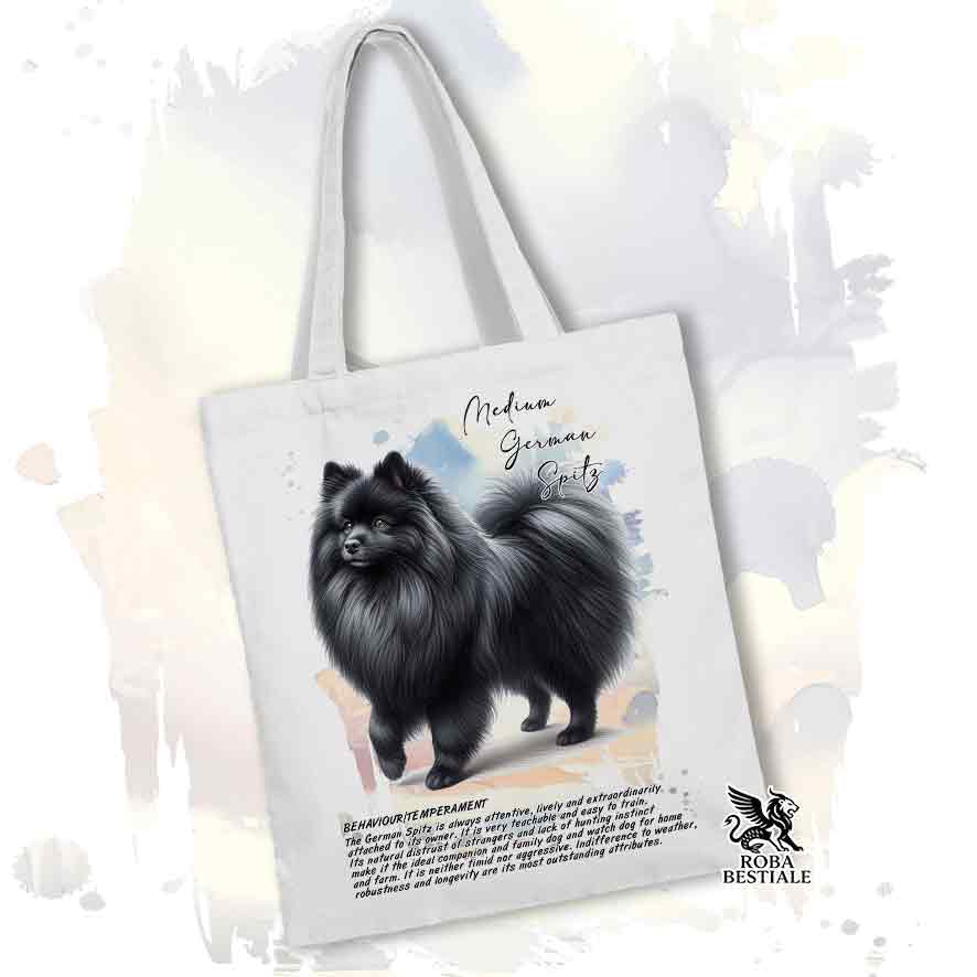 Tote Bag BEHAVIOR - SPITZ TEDESCO MEDIO Nero - 100% Cotone - Bianca o Beige