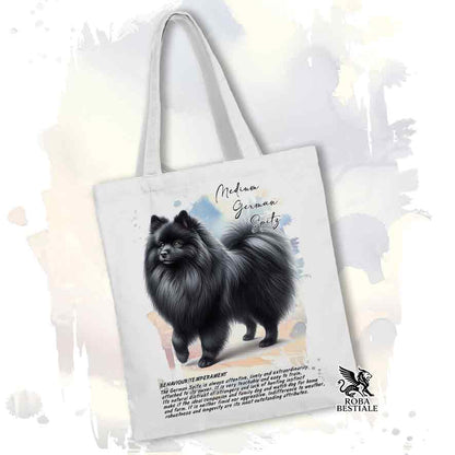 Tote Bag BEHAVIOR - SPITZ ALLEMAND MOYEN Noir - 100% Coton - Blanc ou Beige