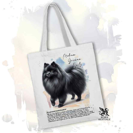 Tote Bag BEHAVIOR - SPITZ TEDESCO MEDIO Nero - 100% Cotone - Bianca o Beige