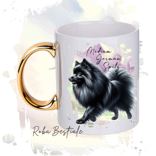 Tazza BEHAVIOR - SPITZ TEDESCO MEDIO Nero - Standard FCI - In Ceramica, con manico dorato - 330 ml