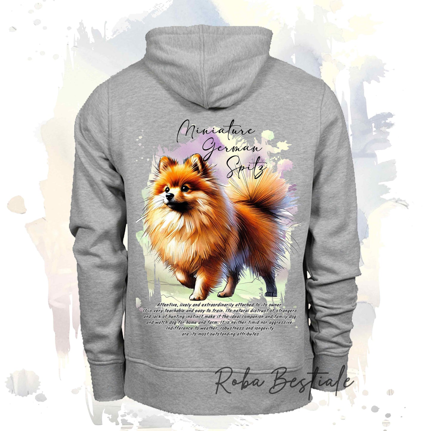 Felpa BEHAVIOR - SPITZ TEDESCO PICCOLO Arancio - Standard FCI - Unisex - Grigia - dalla XS alla 3XL