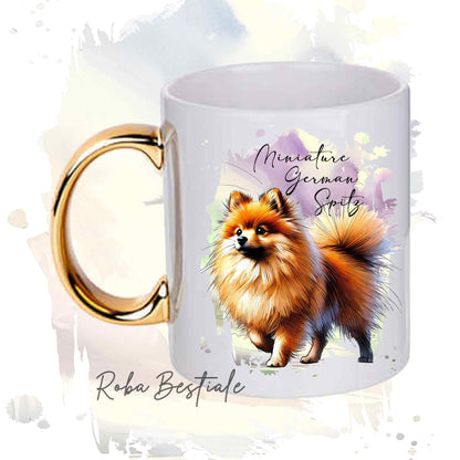 Tazza BEHAVIOR - SPITZ TEDESCO PICCOLO Arancio - Standard FCI - In Ceramica, con manico dorato - 330 ml