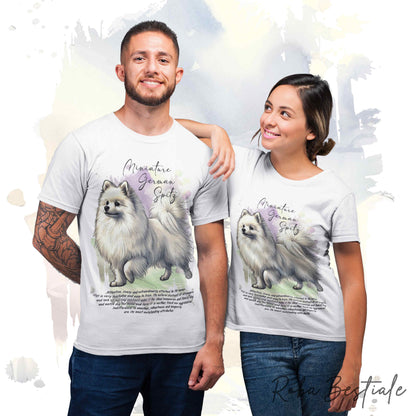 T-Shirt BEHAVIOR - SPITZ TEDESCO PICCOLO Bianco - Standard FCI - 100% Cotone, Bianca, Uomo o Donna - dalla XS alla 5XL