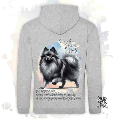 Felpa BEHAVIOR - SPITZ TEDESCO PICCOLO Grigio Sfumato - Con Cappuccio e Tasconi, diversi colori, Unisex - dalla XS alla 3XL