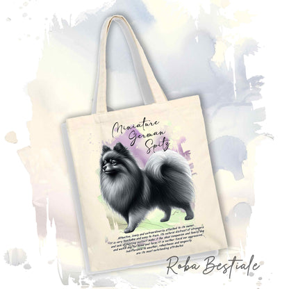 Shopper BEHAVIOR - SPITZ TEDESCO PICCOLO Grigio Sfumato - Standard FCI - Diversi colori disponibili, 100% Cotone