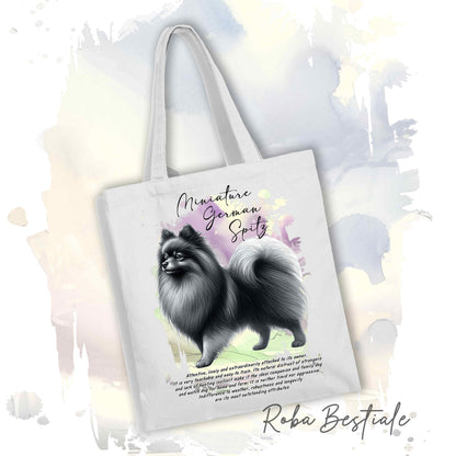Shopper BEHAVIOR - SPITZ TEDESCO PICCOLO Grigio Sfumato - Standard FCI - Diversi colori disponibili, 100% Cotone