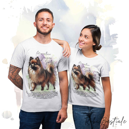 T-Shirt BEHAVIOR - SPITZ TEDESCO PICCOLO Marrone - Standard FCI - 100% Cotone, Bianca, Uomo o Donna - dalla XS alla 5XL