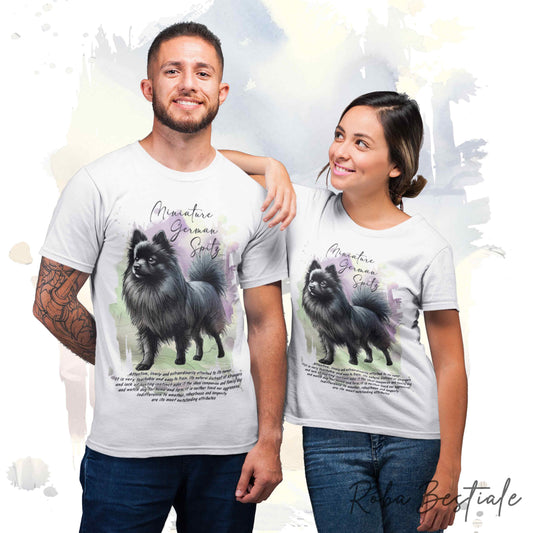 T-Shirt BEHAVIOR - SPITZ TEDESCO PICCOLO Nero - Standard FCI - 100% Cotone, Bianca, Uomo o Donna - dalla XS alla 5XL